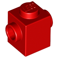 Lego kostka (kostička) 1x1 s nopy na dvou stranách, červená (4213569, 4550236, 6030266)